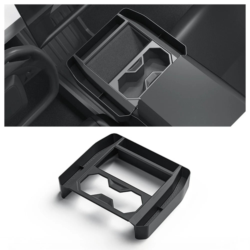 2024+ Tesla Cybertruck Center Console Side Storage Organizer with Upgraded Side Pockets – Custom Interior Console Tray for Phone, Sunglasses, Cards, AirPods & Daily Essentials
