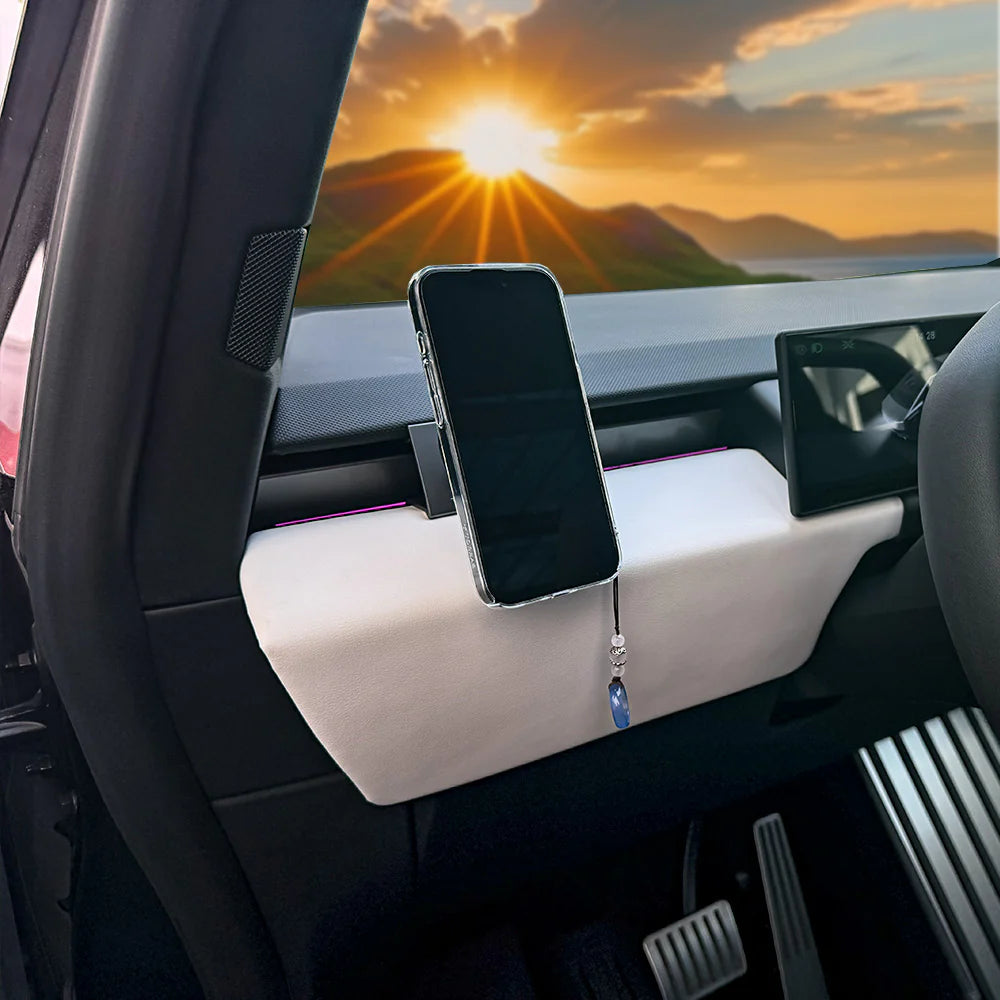 Tesla Cybertruck Magnetic Phone Mount Dashboard Holder (2023–2026) – Strong N52 Magnet, Adjustable Placement, Non-Residue Silicone Base, LHD & RHD Compatible Smartphone Holder
