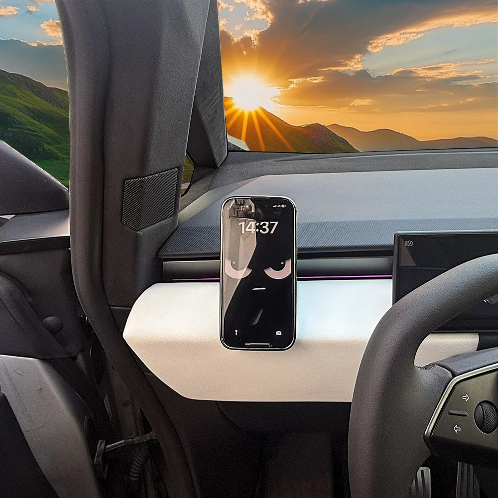Tesla Cybertruck Magnetic Phone Mount Dashboard Holder (2023–2026) – Strong N52 Magnet, Adjustable Placement, Non-Residue Silicone Base, LHD & RHD Compatible Smartphone Holder