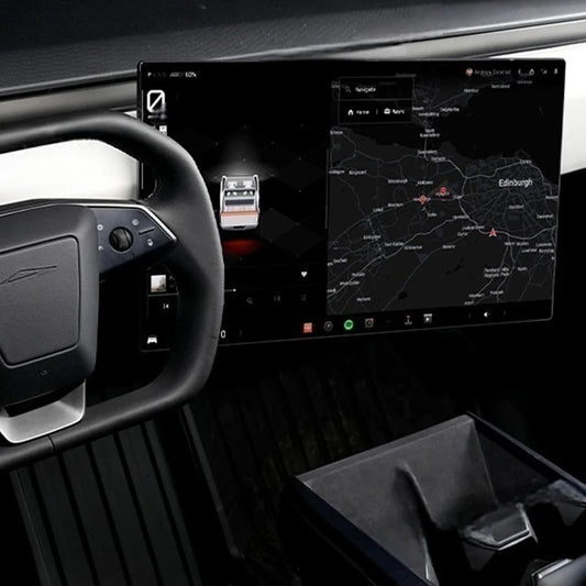 Tesla Cybertruck Screen Swivel Mount (2023–2025) – Adjustable Center Display Rotation Bracket with 40° Tilt & Pivot | No-Drill Aluminum Mount for Safer Driving & Ergonomic Viewing