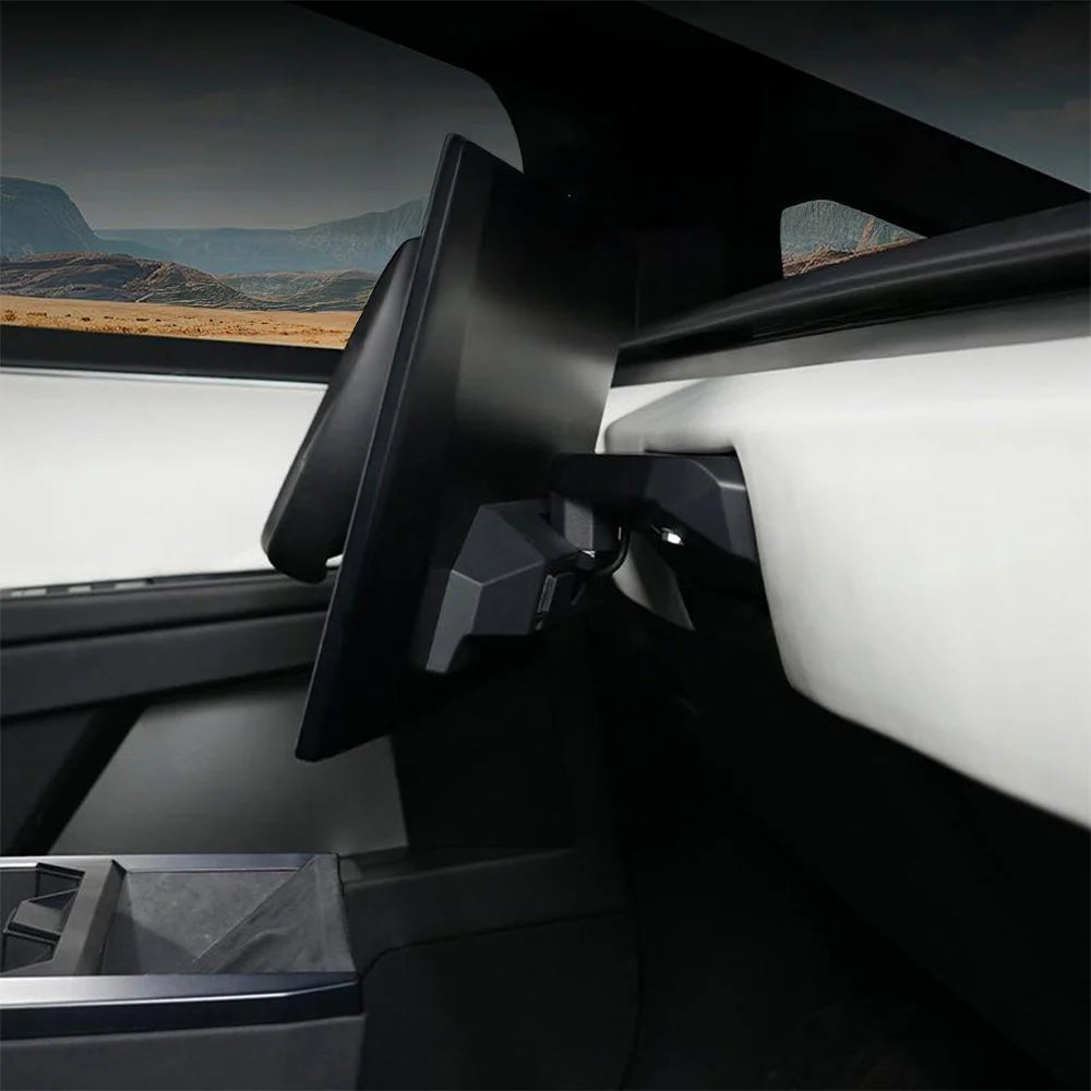 Tesla Cybertruck Screen Swivel Mount (2023–2025) – Adjustable Center Display Rotation Bracket with 40° Tilt & Pivot | No-Drill Aluminum Mount for Safer Driving & Ergonomic Viewing
