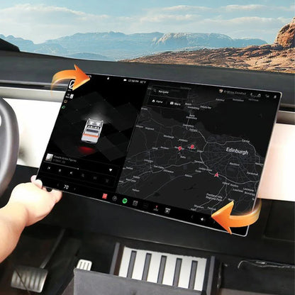 Tesla Cybertruck Screen Swivel Mount (2023–2025) – Adjustable Center Display Rotation Bracket with 40° Tilt & Pivot | No-Drill Aluminum Mount for Safer Driving & Ergonomic Viewing