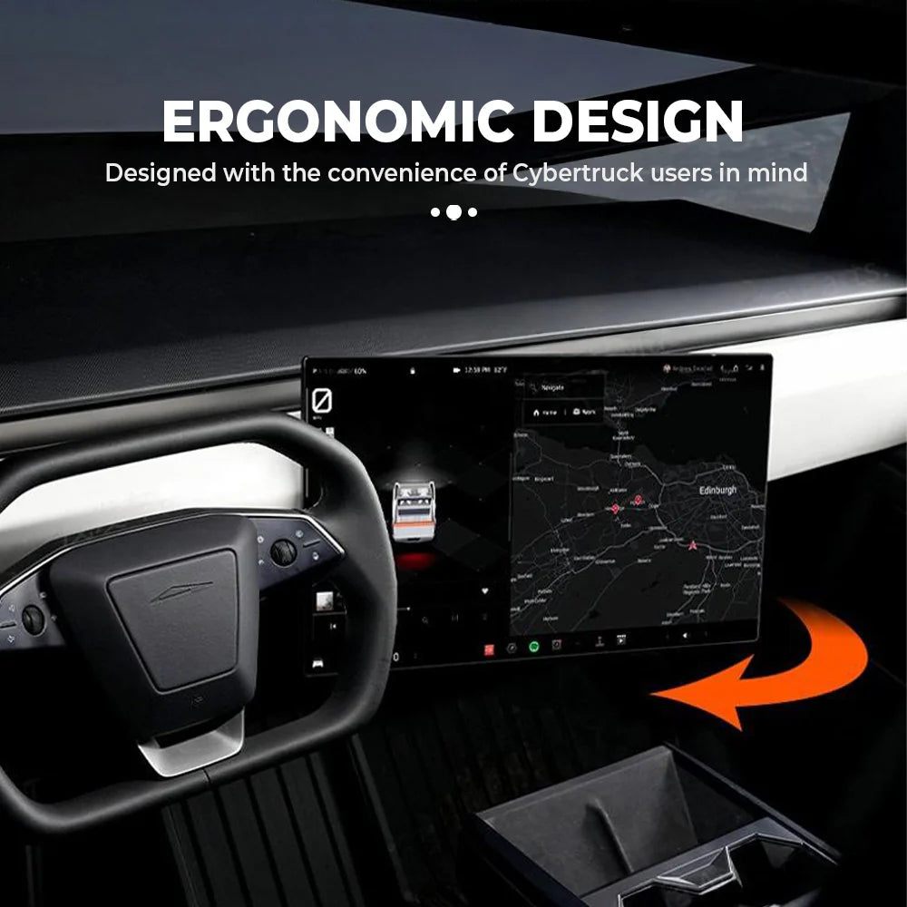 Tesla Cybertruck Screen Swivel Mount (2023–2025) – Adjustable Center Display Rotation Bracket with 40° Tilt & Pivot | No-Drill Aluminum Mount for Safer Driving & Ergonomic Viewing