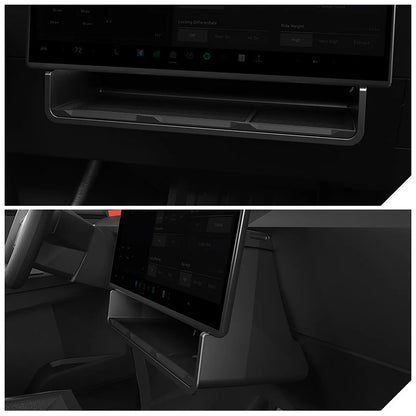 Tesla Cybertruck Under Screen Storage Organizer Tray for 2024+ Cybertruck – ABS Interior Dashboard Compartment with Non-Slip Rubber Mat for Phone, Wallet & Essentials