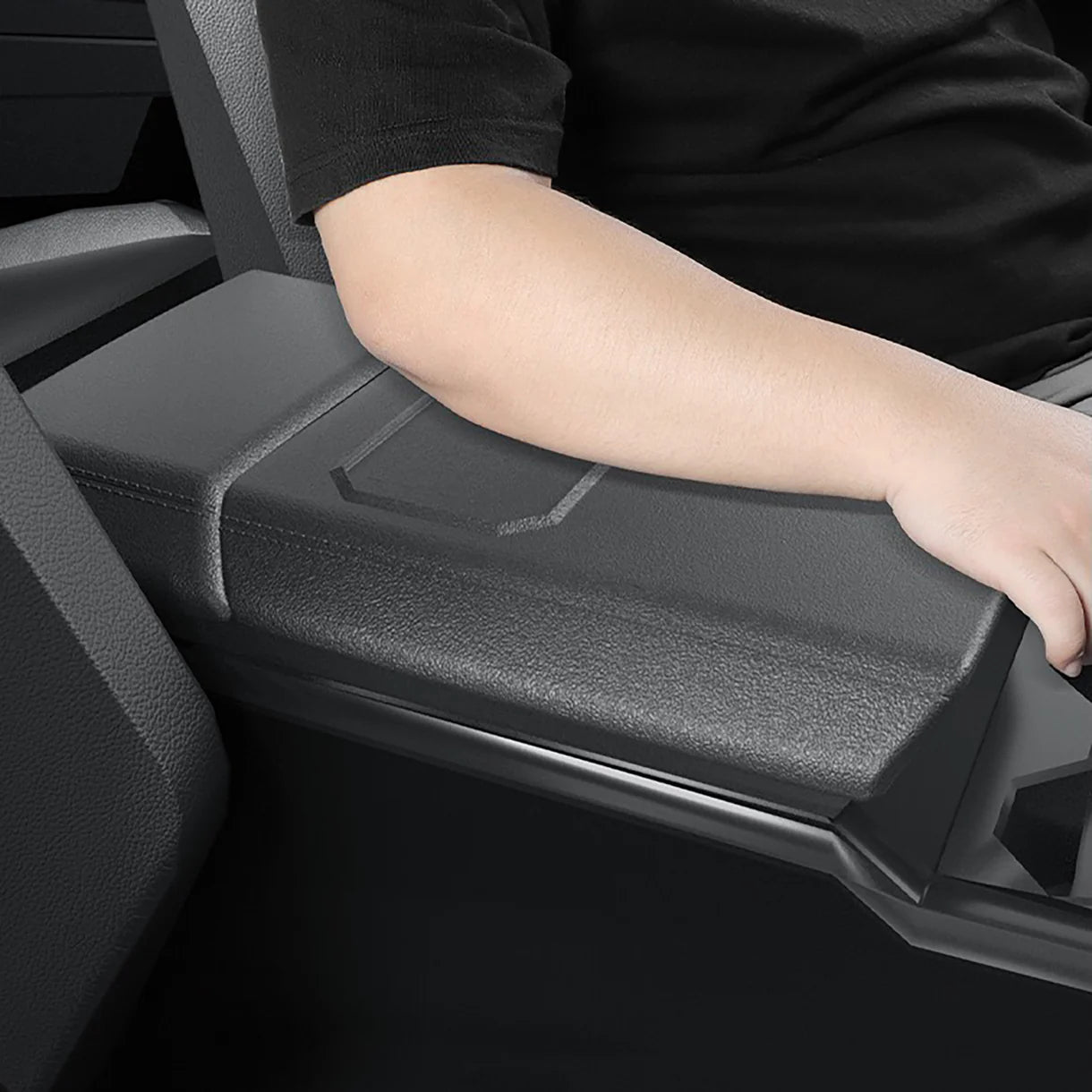 Tesla Cybertruck Armrest Cover & Rear Screen Top Protector Set – Waterproof TPE Center Console Armrest Cushion Cover with Non-Slip Phone Slot & Rear Display Upper Trim Protection for Tesla Cybertruck 2024+
