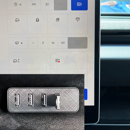 Tesla Glove Box USB Hub for 2024+ Tesla Model 3 Highland / 2026+ Tesla Model Y Juniper / Cybertruck – 4-Port USB 3.0 Expansion Hub for Dashcam, Sentry Mode, Gaming & Fast Data Transfer