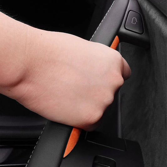 Tesla Model 3 Highland 2024+ & Tesla Model Y Juniper 2025+ Alcantara Door Handle Cover Wrap Kit – Premium Suede Interior Trim Protection Upgrade for Front & Rear Door Handles