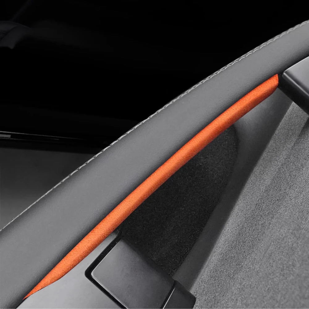 Tesla Model 3 Highland 2024+ & Tesla Model Y Juniper 2025+ Alcantara Door Handle Cover Wrap Kit – Premium Suede Interior Trim Protection Upgrade for Front & Rear Door Handles