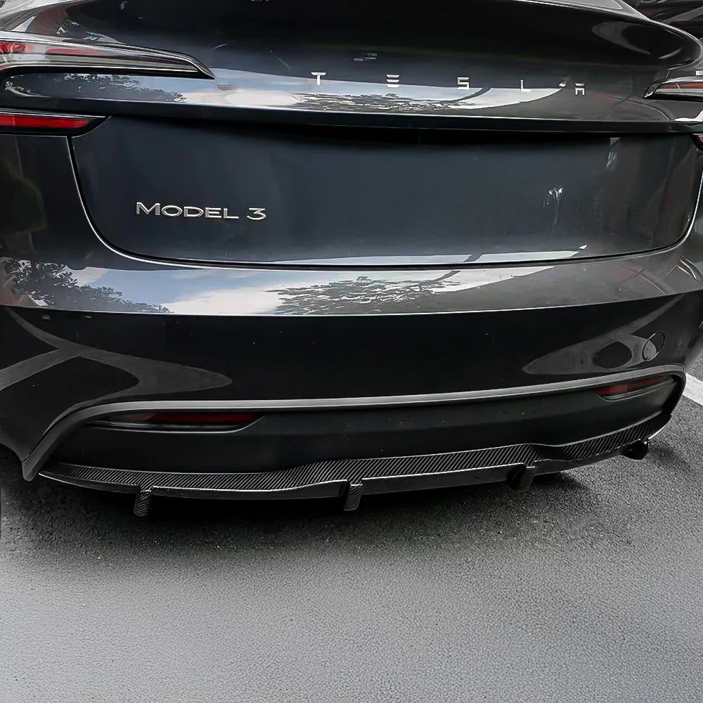 Real Carbon Fiber Rear Diffuser for Tesla Model 3 Highland 2024+ (Non-Performance) – Matte/Glossy 2x2 Twill Aero Body Kit Upgrade, OEM Fitment