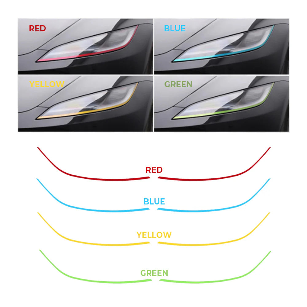 Tesla Model 3 Highland Headlight Trim Film for 2024+ – Premium Color PPF Headlight Overlay Protection & Stylish Exterior Accent Upgrade