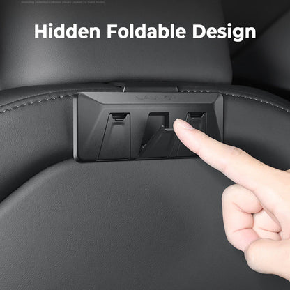 Tesla Model 3 Highland Rear Seat Headrest Hanger Hooks (2024+) & Tesla Model Y Juniper Seat Back Storage Hooks (2025.03+) – Foldable Heavy-Duty ABS Bag Holder Organizer for Handbags, Grocery Bags, Backpacks & Coats