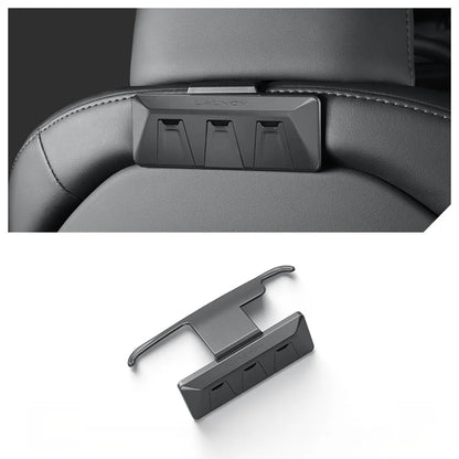 Tesla Model 3 Highland Rear Seat Headrest Hanger Hooks (2024+) & Tesla Model Y Juniper Seat Back Storage Hooks (2025.03+) – Foldable Heavy-Duty ABS Bag Holder Organizer for Handbags, Grocery Bags, Backpacks & Coats