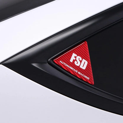 Real Carbon Fiber Rear Quarter Window Trim for Tesla Model 3 & Model Y (2017–2026+) | Compatible with Model 3 Highland & Model Y Juniper | Gloss Black/Red/White Performance Side Window Accent Covers with FSD-Inspired Detail