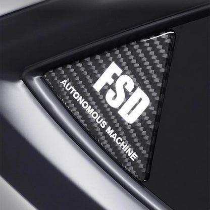 Real Carbon Fiber Rear Quarter Window Trim for Tesla Model 3 & Model Y (2017–2026+) | Compatible with Model 3 Highland & Model Y Juniper | Gloss Black/Red/White Performance Side Window Accent Covers with FSD-Inspired Detail