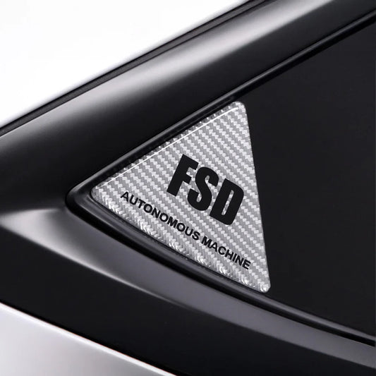 Real Carbon Fiber Rear Quarter Window Trim for Tesla Model 3 & Model Y (2017–2026+) | Compatible with Model 3 Highland & Model Y Juniper | Gloss Black/Red/White Performance Side Window Accent Covers with FSD-Inspired Detail