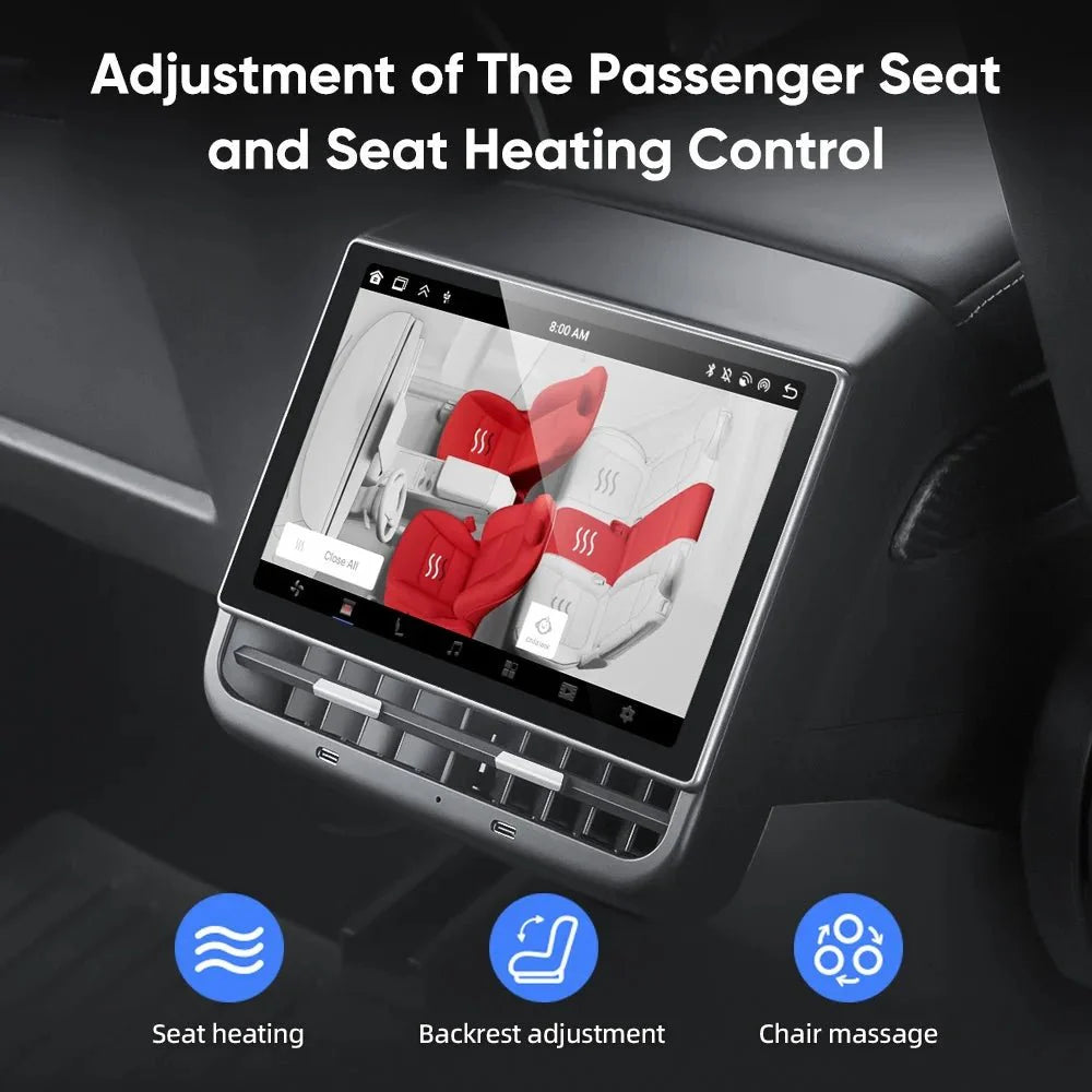 Tesla Model 3 & Model Y 8.6-Inch Android Rear Entertainment Screen – HD Touch Display, Rear Passenger Control Panel for Streaming, Gaming & Climate Adjustment (2017–2023.9 / 2020–2025.02)