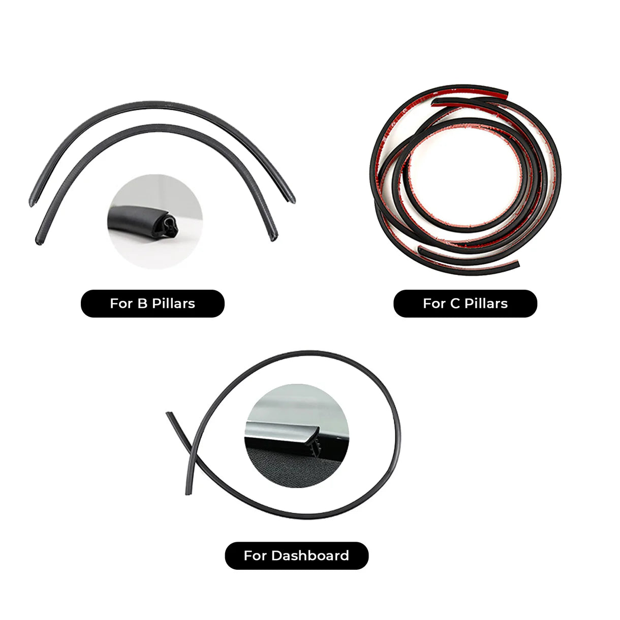 Full Vehicle Wind Noise Reduction Rubber Seal Kit for Tesla Model 3 (2021–2026 Highland) & Model Y (2020–2026 Juniper) – Door, B/C Pillar, Trunk & Frunk Weatherstrip Set, Self-Adhesive EPDM Soundproofing Upgrade