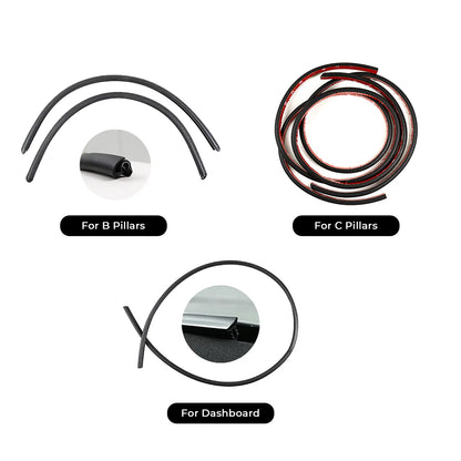 Full Vehicle Wind Noise Reduction Rubber Seal Kit for Tesla Model 3 (2021–2026 Highland) & Model Y (2020–2026 Juniper) – Door, B/C Pillar, Trunk & Frunk Weatherstrip Set, Self-Adhesive EPDM Soundproofing Upgrade