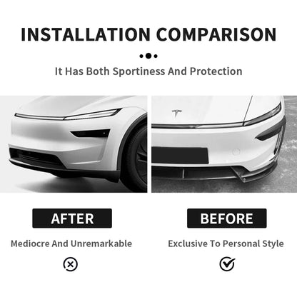 Real Carbon Fiber Front Lip Spoiler for Tesla Model Y Juniper 2025+ (Non-Performance) – 3PCS Split Front Bumper Lip Kit, Aerodynamic Body Kit Upgrade
