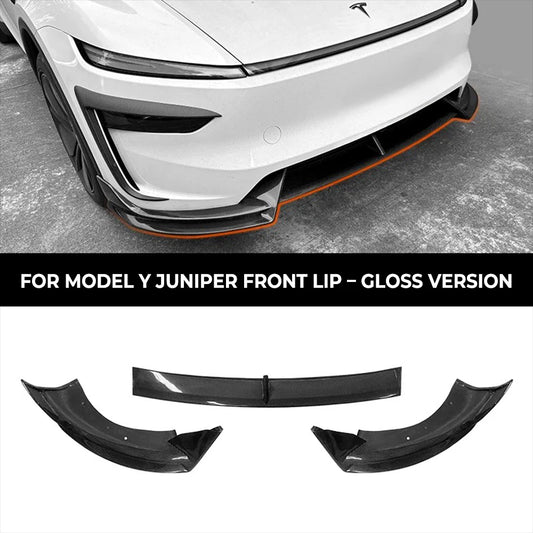 Real Carbon Fiber Front Lip Spoiler for Tesla Model Y Juniper 2025+ (Non-Performance) – 3PCS Split Front Bumper Lip Kit, Aerodynamic Body Kit Upgrade