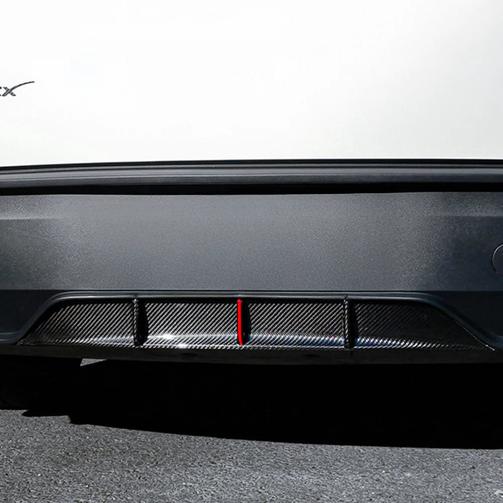 Real Carbon Fiber Rear Diffuser for Tesla Model Y Juniper 2025.03+ (Standard & Long Range) – OEM Fit Aerodynamic Rear Bumper Lip, Gloss/Matte Finish, No-Drill Installation