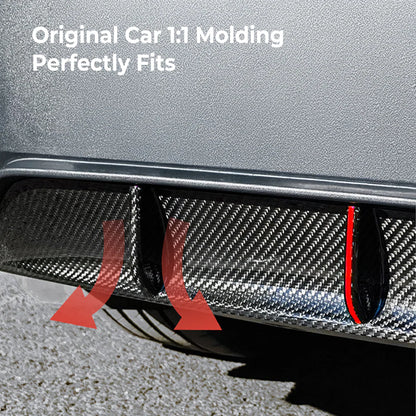 Real Carbon Fiber Rear Diffuser for Tesla Model Y Juniper 2025.03+ (Standard & Long Range) – OEM Fit Aerodynamic Rear Bumper Lip, Gloss/Matte Finish, No-Drill Installation