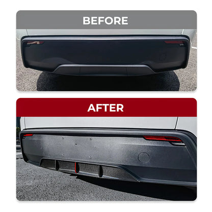 Real Carbon Fiber Rear Diffuser for Tesla Model Y Juniper 2025.03+ (Standard & Long Range) – OEM Fit Aerodynamic Rear Bumper Lip, Gloss/Matte Finish, No-Drill Installation