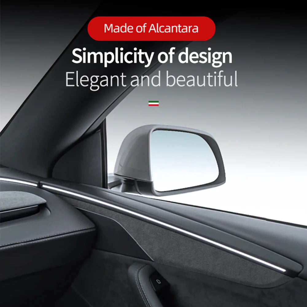 Alcantara Door Panel Covers for Tesla Model Y Juniper 2026+ / 2025.03+ – Premium Interior Door Trim Overlays, Suede Upgrade Kit, OEM Fit, Easy Install