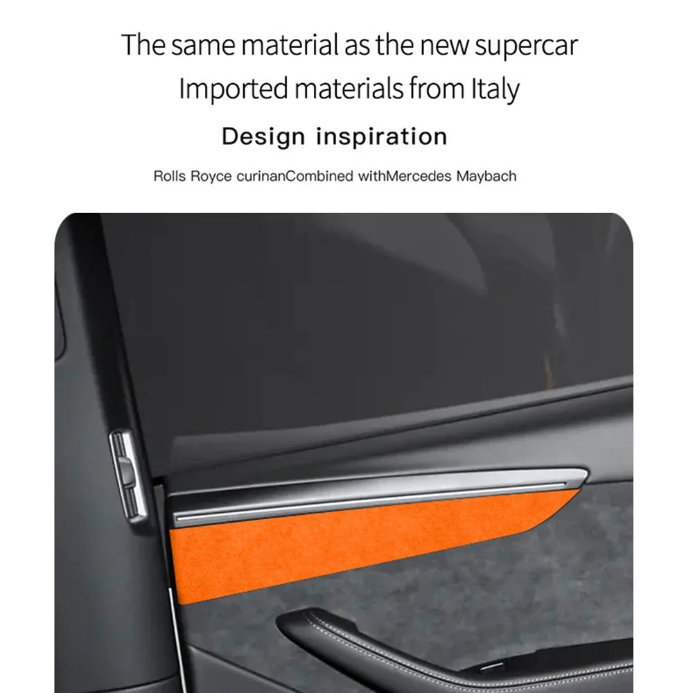 Alcantara Door Panel Covers for Tesla Model Y Juniper 2026+ / 2025.03+ – Premium Interior Door Trim Overlays, Suede Upgrade Kit, OEM Fit, Easy Install