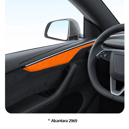 Alcantara Door Panel Covers for Tesla Model Y Juniper 2026+ / 2025.03+ – Premium Interior Door Trim Overlays, Suede Upgrade Kit, OEM Fit, Easy Install
