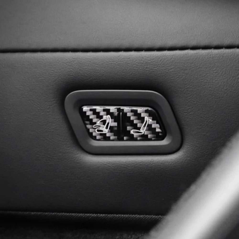 Carbon Fiber Rear Seat Fold Button Trim for Tesla Model Y Juniper 2025.03+ – Interior Upgrade Cover for Rear Seat Release Buttons (2PCS, Precision Fit)