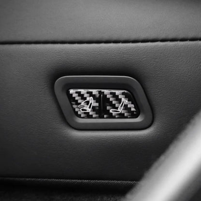 Carbon Fiber Rear Seat Fold Button Trim for Tesla Model Y Juniper 2025.03+ – Interior Upgrade Cover for Rear Seat Release Buttons (2PCS, Precision Fit)