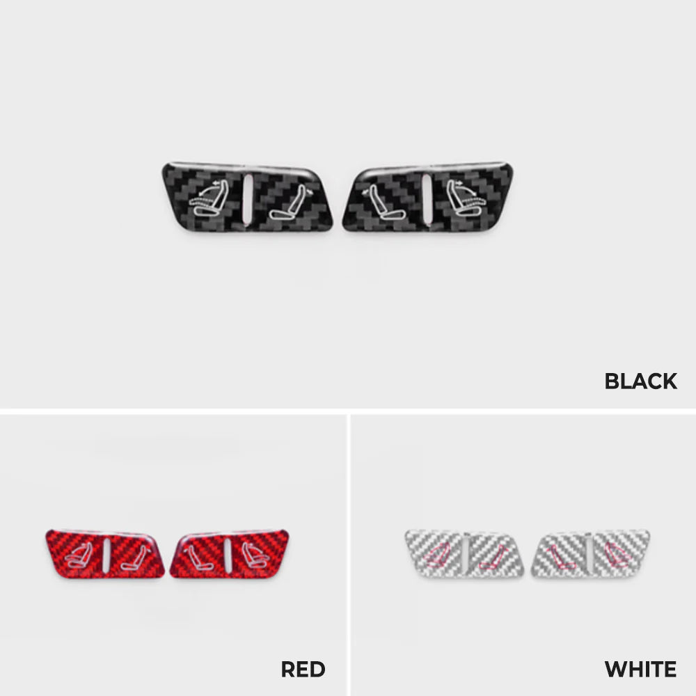 Carbon Fiber Rear Seat Fold Button Trim for Tesla Model Y Juniper 2025.03+ – Interior Upgrade Cover for Rear Seat Release Buttons (2PCS, Precision Fit)
