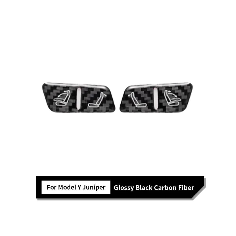 Carbon Fiber Rear Seat Fold Button Trim for Tesla Model Y Juniper 2025.03+ – Interior Upgrade Cover for Rear Seat Release Buttons (2PCS, Precision Fit)