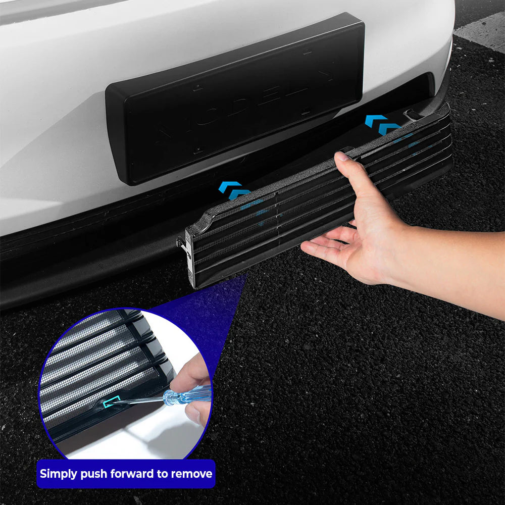 Front Bumper Grille Insert Gen 2.0 for Tesla Model Y Juniper 2025.03+ – Dual-Piece ABS Radiator Protection Mesh Cover, OEM Fit Air Intake Guard