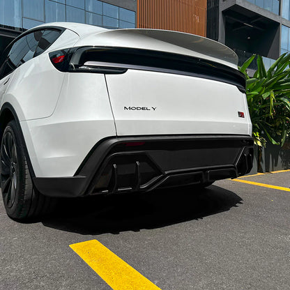 Rear Diffuser Kit for Tesla Model Y Juniper 2026+ (Standard & Long Range) – 3PCS ABS Aerodynamic Rear Bumper Lip Spoiler, No-Drill Installation