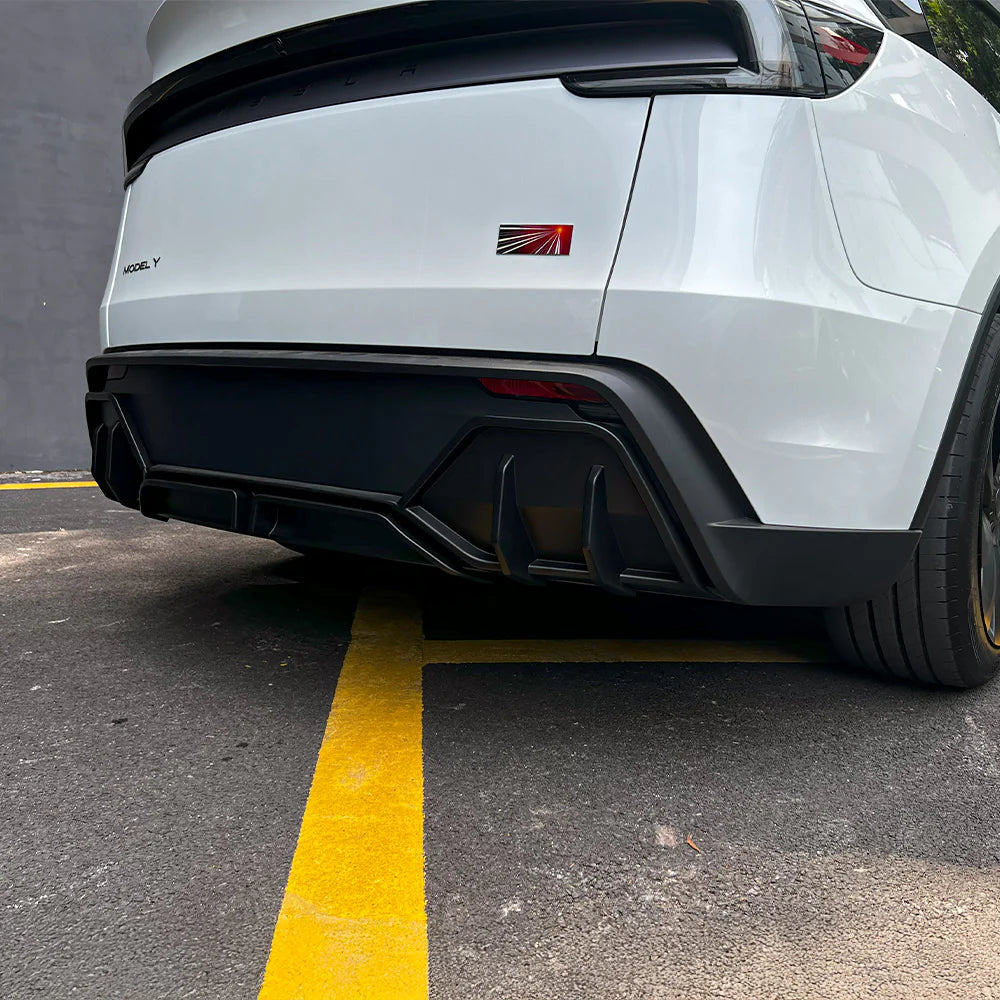 Rear Diffuser Kit for Tesla Model Y Juniper 2026+ (Standard & Long Range) – 3PCS ABS Aerodynamic Rear Bumper Lip Spoiler, No-Drill Installation