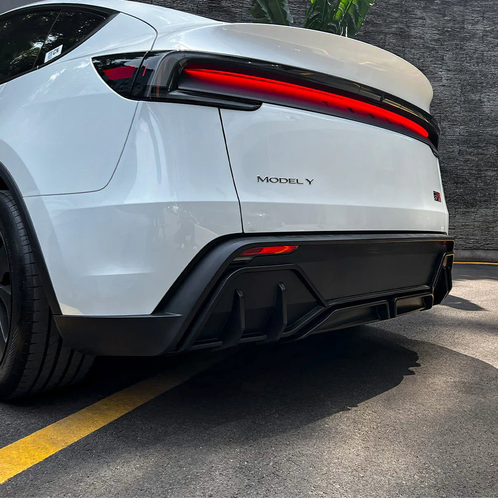 Rear Diffuser Kit for Tesla Model Y Juniper 2026+ (Standard & Long Range) – 3PCS ABS Aerodynamic Rear Bumper Lip Spoiler, No-Drill Installation