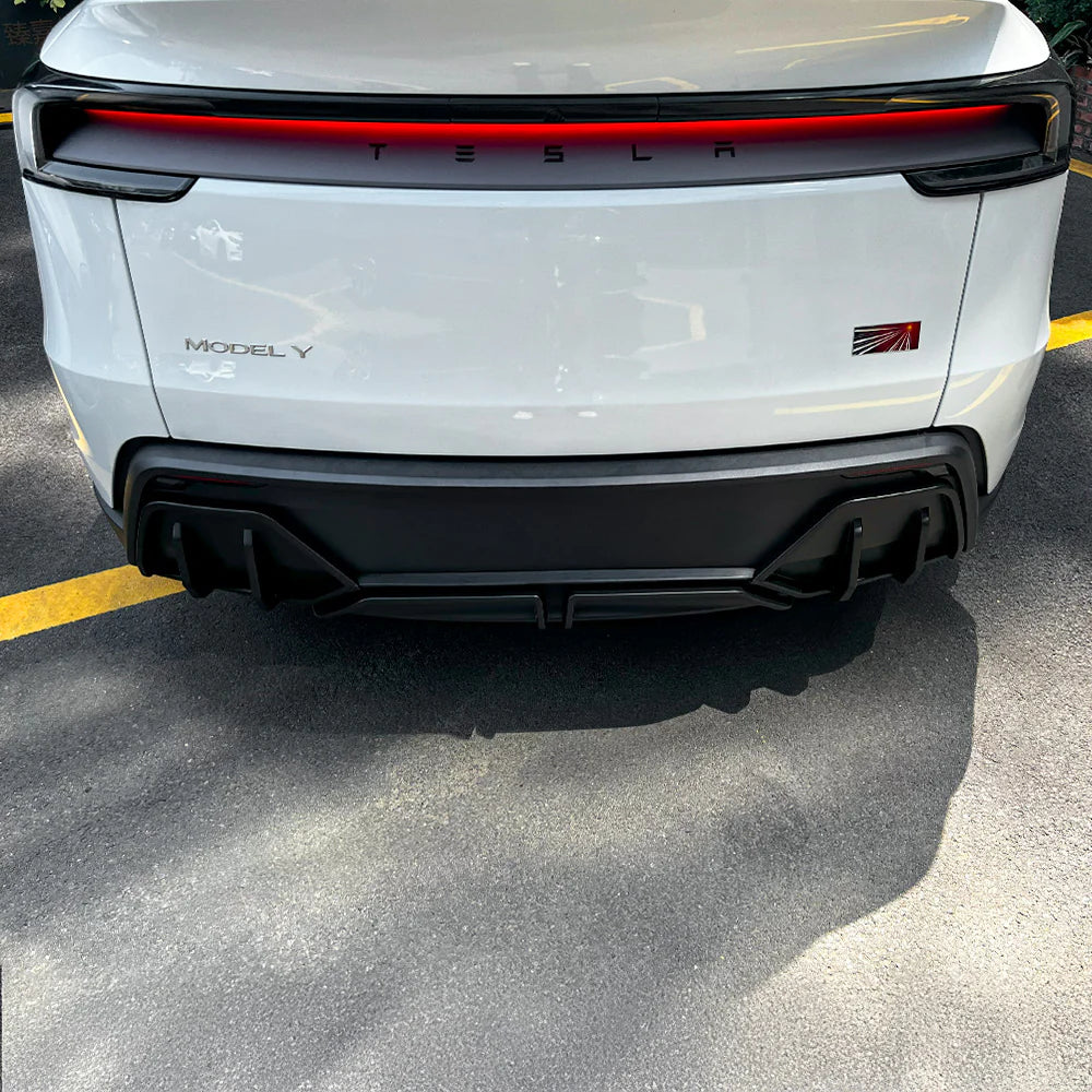 Rear Diffuser Kit for Tesla Model Y Juniper 2026+ (Standard & Long Range) – 3PCS ABS Aerodynamic Rear Bumper Lip Spoiler, No-Drill Installation