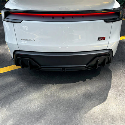 Rear Diffuser Kit for Tesla Model Y Juniper 2026+ (Standard & Long Range) – 3PCS ABS Aerodynamic Rear Bumper Lip Spoiler, No-Drill Installation
