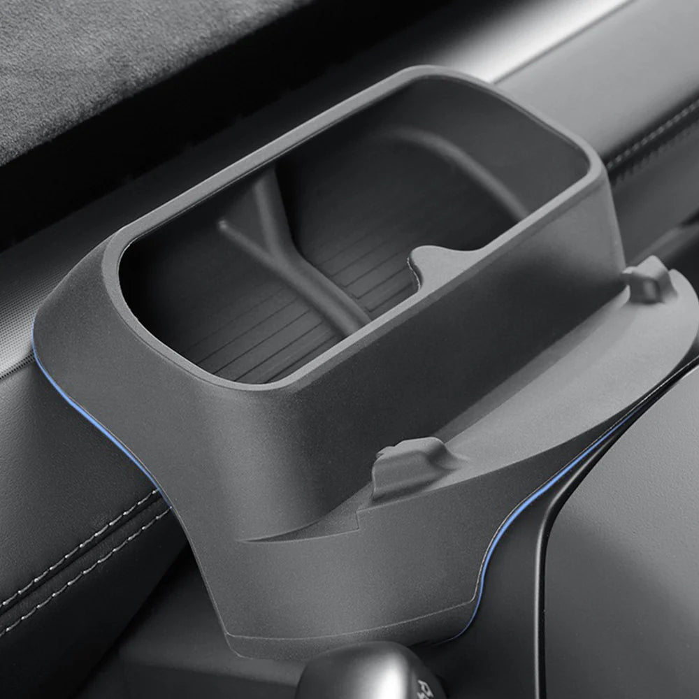 2025+ Tesla Model Y Juniper Steering Wheel Sunglasses & Phone Holder Organizer Tray | Hidden Cockpit Storage Box with Anti-Slip Mobile Mount for Tesla Model Y Standard / Long Range / Performance / Y L