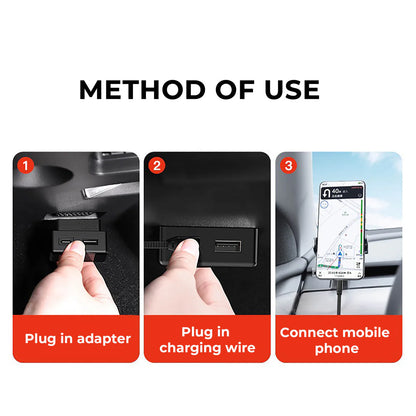 Tesla OBD-II Fast Charging Adapter for Tesla Model 3 / Model Y / Model S / Model X – USB-C & USB-A Power Connector for Wireless Phone Mounts & Dash Cams