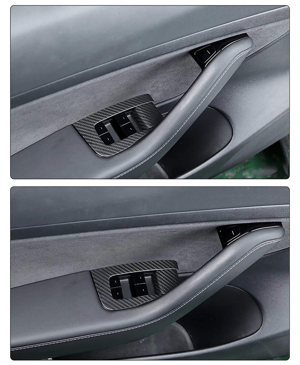 Real Carbon Fiber Window Switch Trim Cover for Tesla Model 3 (2017–2023.09) & Tesla Model Y (2020–2025.02) – Interior Door Control Panel Overlay Kit, OEM Fit for LHD/RHD, 14PCS Premium Cabin Upgrade