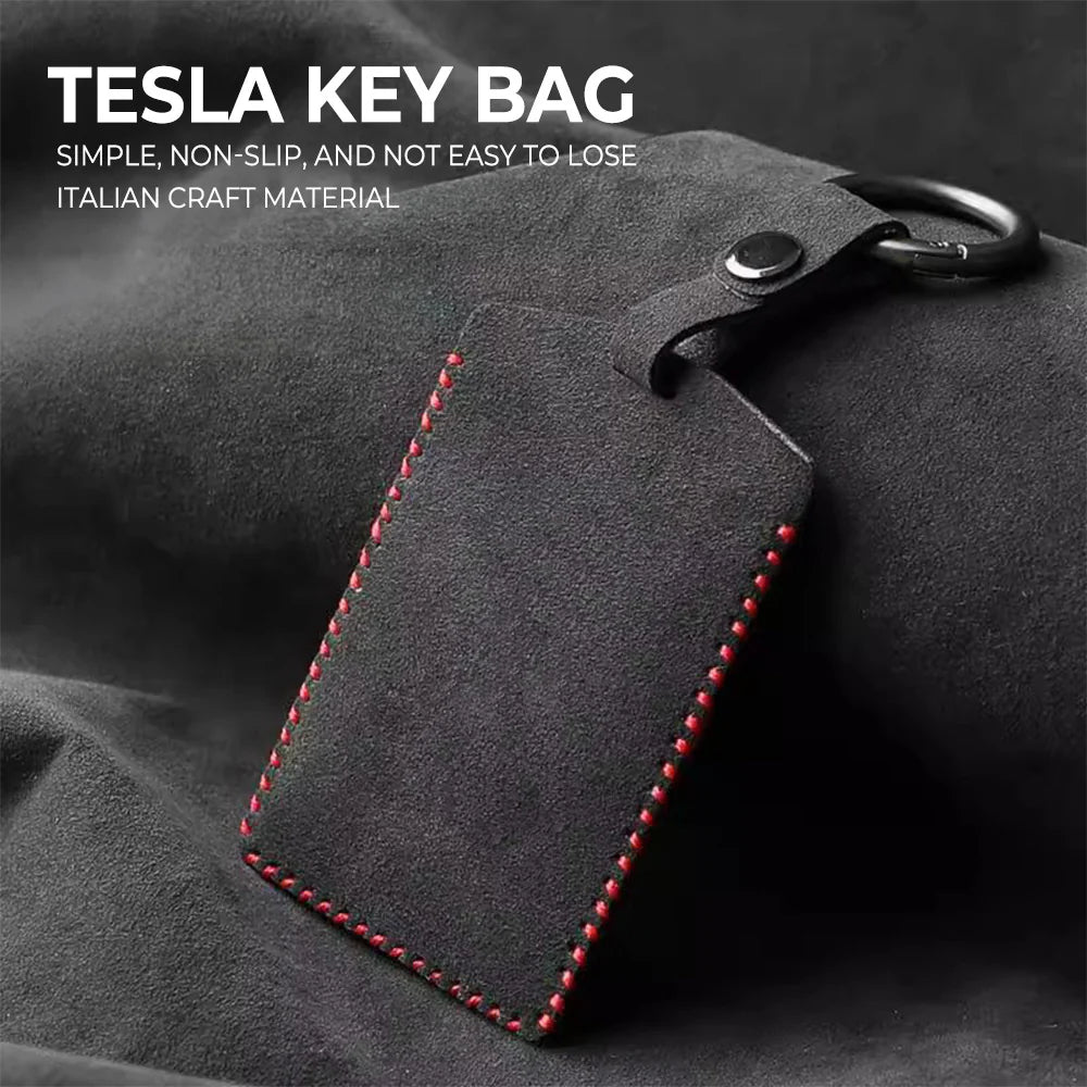 Premium Alcantara Tesla Key Card Holder Cover for Model S / Model 3 / Model X / Model Y / Cybertruck – Slim Protective RFID Key Card Case Sleeve