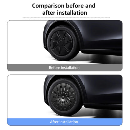 18-Inch Induction Style Wheel Covers for Tesla Model Y Juniper Standard (2026+) – Custom Fit Hubcaps for Factory Aperture Wheels, Aero Rim Protection Set (4 PCS)