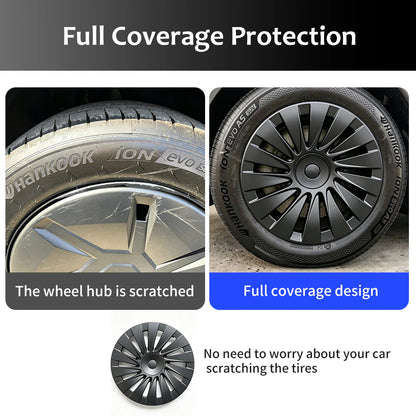 18-Inch Induction Style Wheel Covers for Tesla Model Y Juniper Standard (2026+) – Custom Fit Hubcaps for Factory Aperture Wheels, Aero Rim Protection Set (4 PCS)