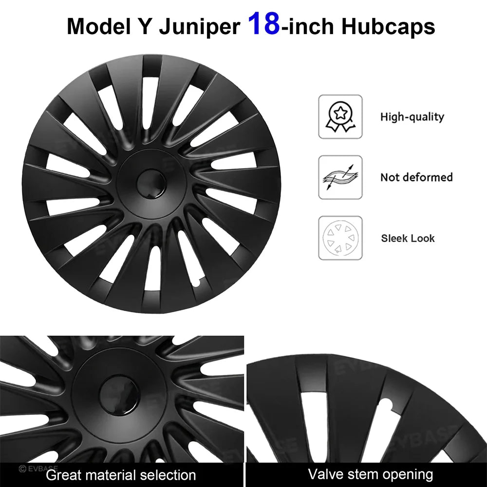 18-Inch Induction Style Wheel Covers for Tesla Model Y Juniper Standard (2026+) – Custom Fit Hubcaps for Factory Aperture Wheels, Aero Rim Protection Set (4 PCS)