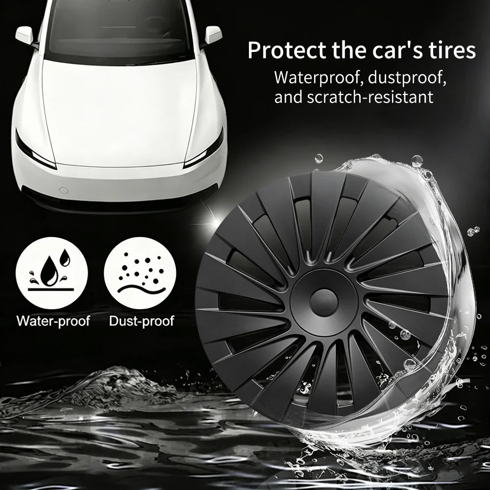 18-Inch Induction Style Wheel Covers for Tesla Model Y Juniper Standard (2026+) – Custom Fit Hubcaps for Factory Aperture Wheels, Aero Rim Protection Set (4 PCS)