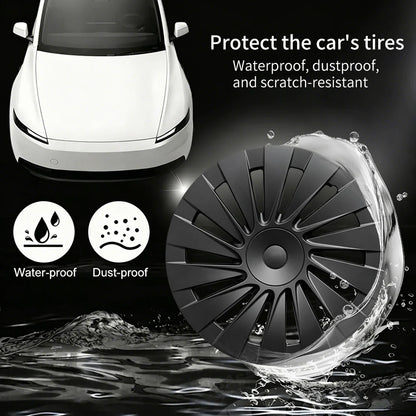 18-Inch Induction Style Wheel Covers for Tesla Model Y Juniper Standard (2026+) – Custom Fit Hubcaps for Factory Aperture Wheels, Aero Rim Protection Set (4 PCS)