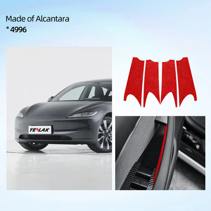Tesla Model 3 Highland 2024+ & Tesla Model Y Juniper 2025+ Alcantara Door Handle Cover Wrap Kit – Premium Suede Interior Trim Protection Upgrade for Front & Rear Door Handles